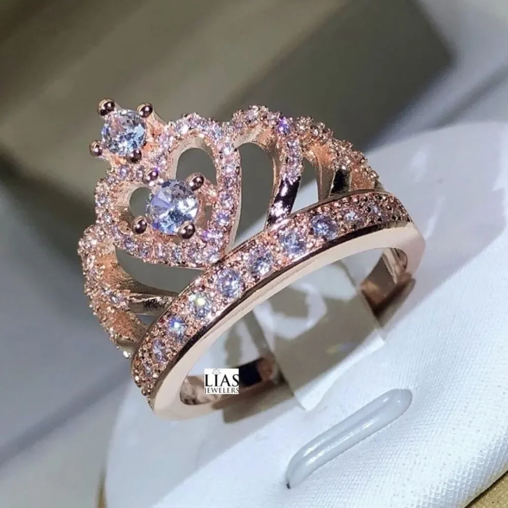 Brand New 18k Rose Gold Wedding Ring, Engagement Ring, Crown Ring